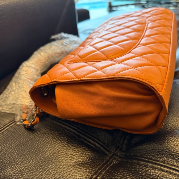 Orange Quilted Convertible Shoulder Bag - Picture 4 of 15